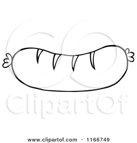 Cartoon of an Outlined Grilled Sausage - Royalty Free Vector Clipart by Hit Toon