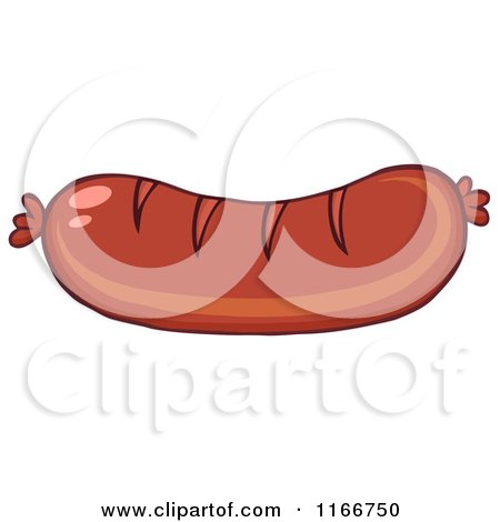Cartoon of a Grilled Sausage - Royalty Free Vector Clipart by Hit Toon
