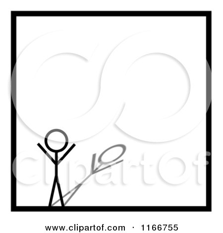 Clipart of a Stick Man and Black Square Border 3 - Royalty Free Illustration by oboy