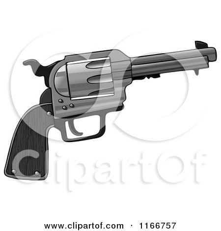 Cartoon of a Revolver Hand Gun - Royalty Free Clipart by djart