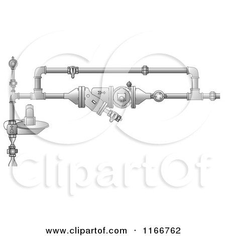 Cartoon of a Horizontal Industrial Gas Rotary Set - Royalty Free Clipart by djart