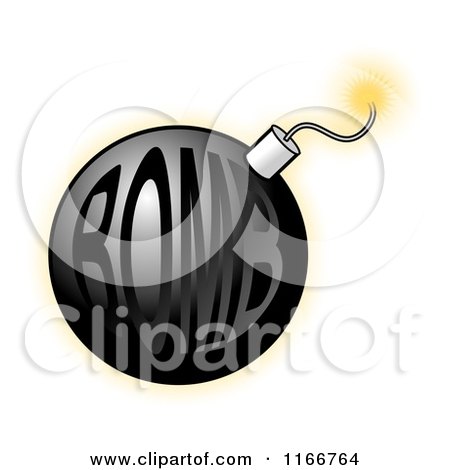 Cartoon of a Lit Bomb with Glowing Light - Royalty Free Clipart by djart
