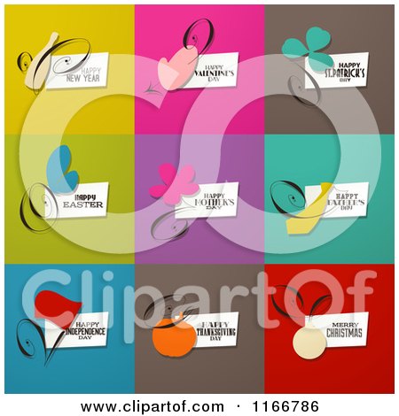 Clipart of Colorful Holiday Greetings - Royalty Free Vector Illustration by elena
