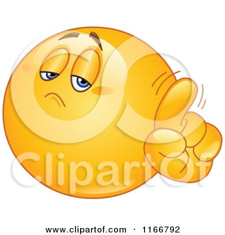Cartoon of a Yellow Emoticon Smiley Wagging His Finger - Royalty Free Vector Clipart by yayayoyo