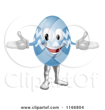 Cartoon of a Blue Easter Egg Mascot - Royalty Free Vector Clipart by AtStockIllustration