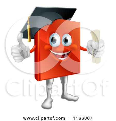 Cartoon of a Red Book Mascot Graduate - Royalty Free Vector Clipart by AtStockIllustration