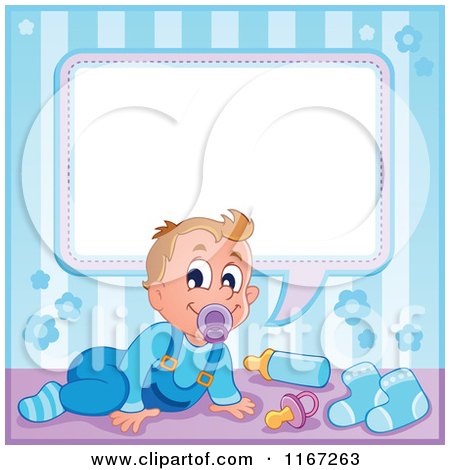 Cartoon of a Talking Baby Boy with Copyspace - Royalty Free Vector Clipart by visekart