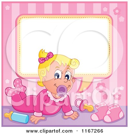 Cartoon of a Talking Baby Girl - Royalty Free Vector Clipart by visekart