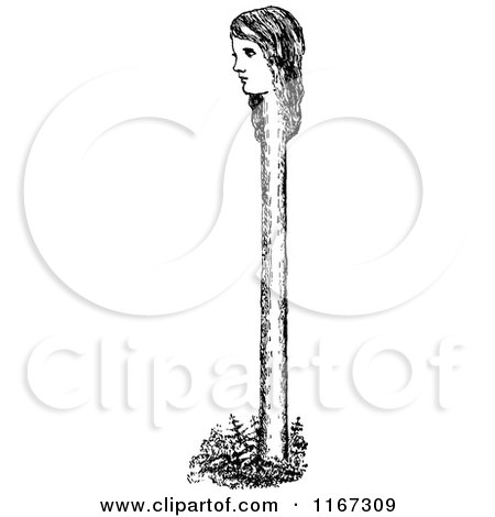 Clipart of Retro Vintage Black and White Alice with a Long Neck - Royalty Free Vector Illustration by Prawny Vintage