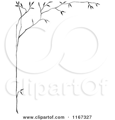 Clipart of a Retro Vintage Black and White Thin Tree Border - Royalty Free Vector Illustration by Prawny Vintage