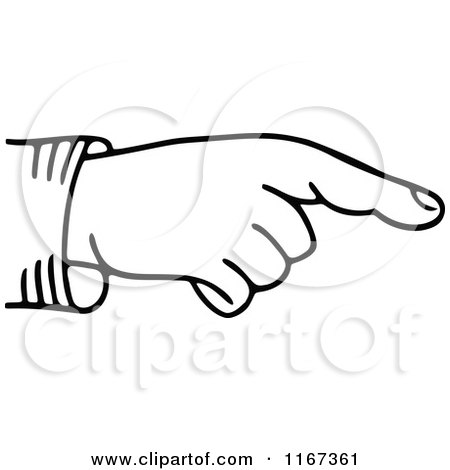 Clipart of a Black and White Pointing Hand - Royalty Free Vector Illustration by Prawny Vintage