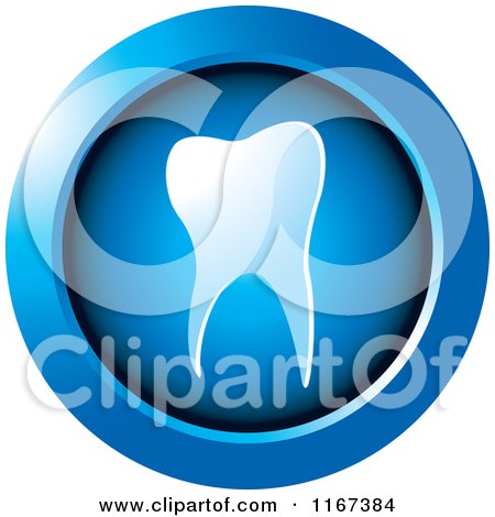 Clipart of a Round Blue Tooth Icon - Royalty Free Vector Illustration by Lal Perera