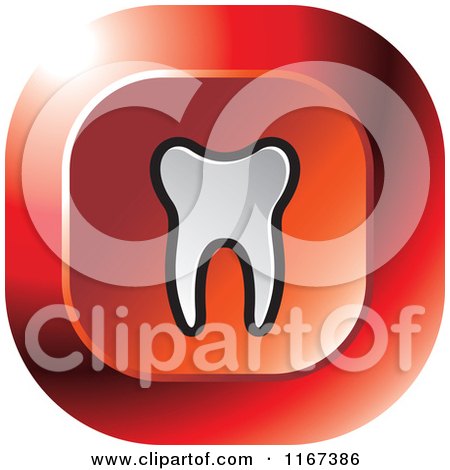 Clipart of a Red Tooth Icon - Royalty Free Vector Illustration by Lal Perera
