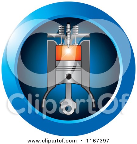 Clipart of a Round Blue Diesel Compression Ignition Icon - Royalty Free Vector Illustration by Lal Perera