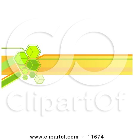 Internet Web Banner With Green Cubes and Orange Lines Clipart Illustration by AtStockIllustration