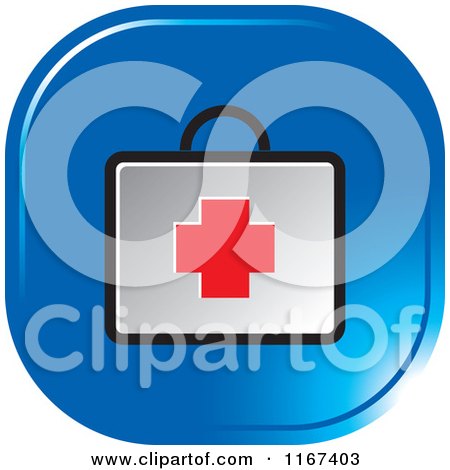 Clipart of a Blue Medical First Aid Kit Icon - Royalty Free Vector Illustration by Lal Perera