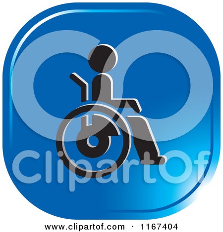 Clipart of a Blue Medical Wheelchair Icon - Royalty Free Vector Illustration by Lal Perera