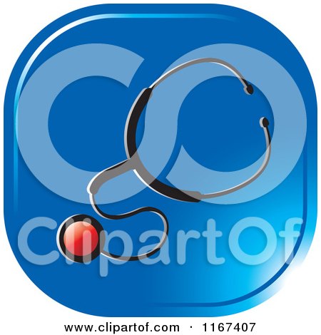 Clipart of a Blue Medical Stethoscope Icon - Royalty Free Vector Illustration by Lal Perera