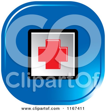 Clipart of a Blue Medical First Aid Icon - Royalty Free Vector Illustration by Lal Perera
