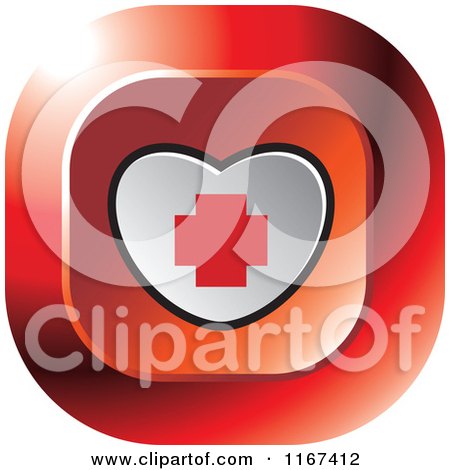 Clipart of a Red Medical First Aid Heart Icon - Royalty Free Vector Illustration by Lal Perera