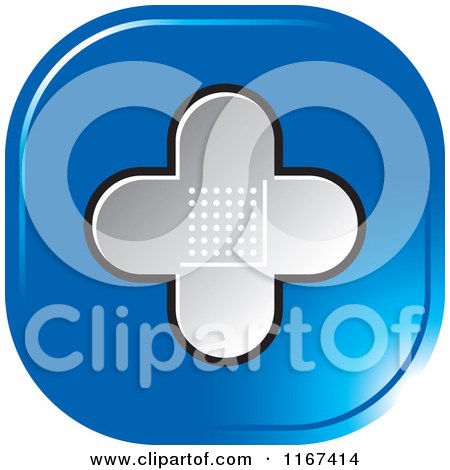 Clipart of a Blue Medical Bandage Cross Icon - Royalty Free Vector Illustration by Lal Perera