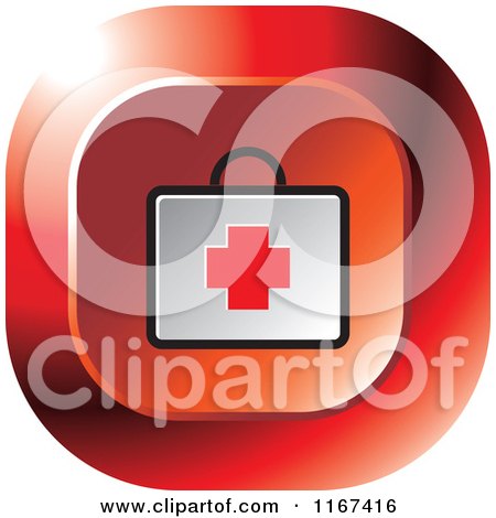 Clipart of a Red Medical First Aid Kit Icon - Royalty Free Vector Illustration by Lal Perera