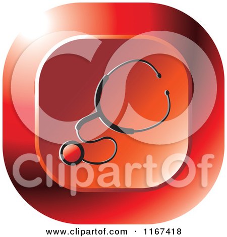 Clipart of a Red Medical Stethoscope Icon - Royalty Free Vector Illustration by Lal Perera