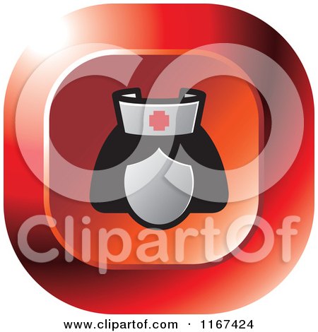 Clipart of a Red Medical Nurse Icon - Royalty Free Vector Illustration by Lal Perera