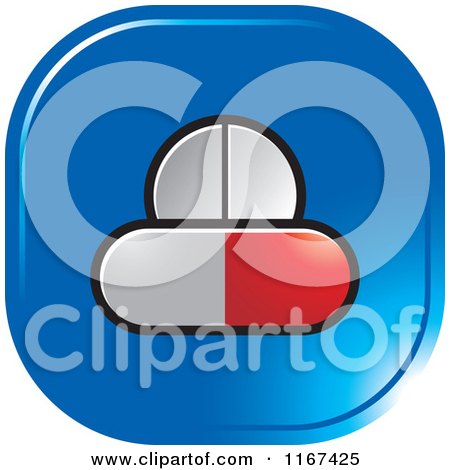 Clipart of a Blue Medical Pill Icon - Royalty Free Vector Illustration by Lal Perera
