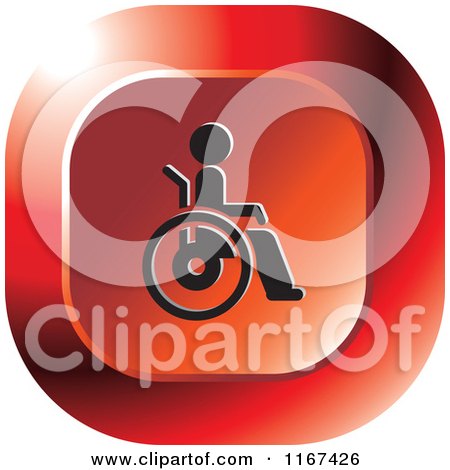Clipart of a Red Medical Wheelchair Icon - Royalty Free Vector Illustration by Lal Perera