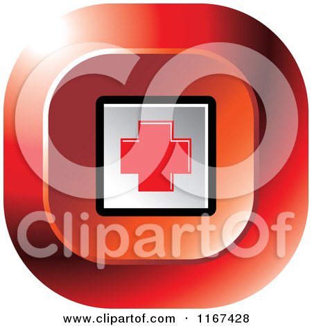 Clipart of a Red Medical First Aid Icon - Royalty Free Vector Illustration by Lal Perera