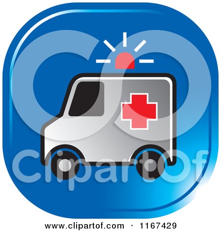 Clipart of a Blue Medical Ambulance Icon - Royalty Free Vector Illustration by Lal Perera