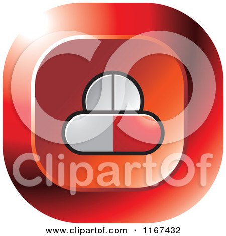 Clipart of a Red Medical Pill Icon - Royalty Free Vector Illustration by Lal Perera