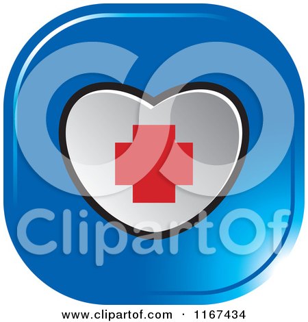 Clipart of a Blue Medical First Aid Heart Icon - Royalty Free Vector Illustration by Lal Perera