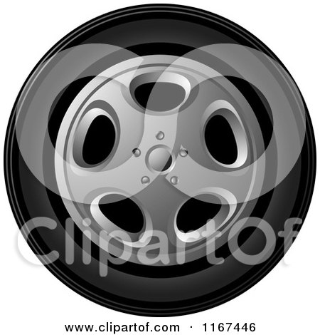 Clipart of a Car Tire and Rim - Royalty Free Vector Illustration by Lal Perera