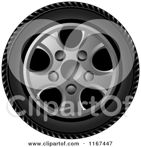 Clipart of a Car Tire and Rim - Royalty Free Vector Illustration by Lal Perera