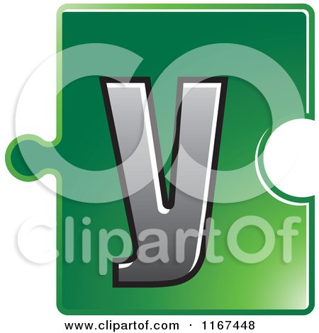 Clipart of a Green Jigsaw Puzzle Piece Letter Y - Royalty Free Vector Illustration by Lal Perera