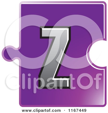Clipart of a Purple Jigsaw Puzzle Piece Letter Z - Royalty Free Vector Illustration by Lal Perera