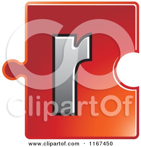 Clipart of a Red Jigsaw Puzzle Piece Letter R - Royalty Free Vector Illustration by Lal Perera