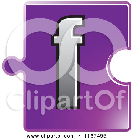 Clipart of a Purple Jigsaw Puzzle Piece Letter F - Royalty Free Vector Illustration by Lal Perera