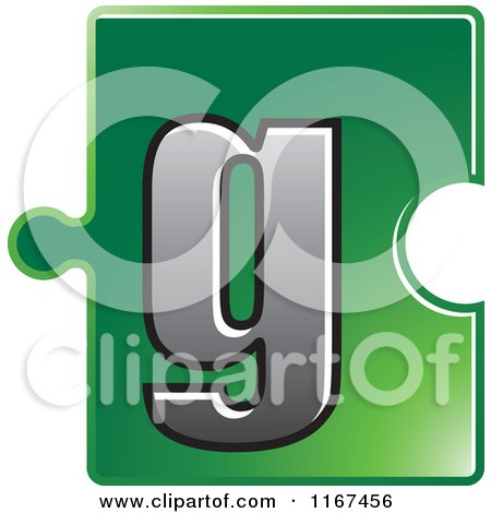 Clipart of a Green Jigsaw Puzzle Piece Letter G - Royalty Free Vector Illustration by Lal Perera