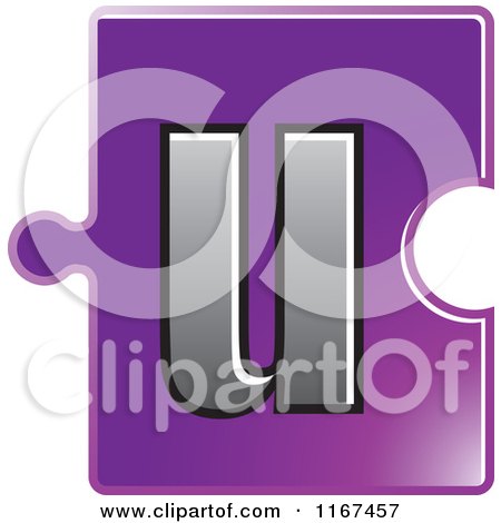 Clipart of a Purple Jigsaw Puzzle Piece Letter U - Royalty Free Vector Illustration by Lal Perera