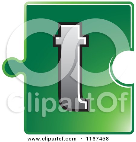 Clipart of a Green Jigsaw Puzzle Piece Letter T - Royalty Free Vector Illustration by Lal Perera