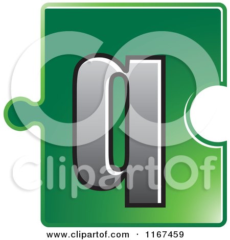 Clipart of a Green Jigsaw Puzzle Piece Letter Q - Royalty Free Vector Illustration by Lal Perera