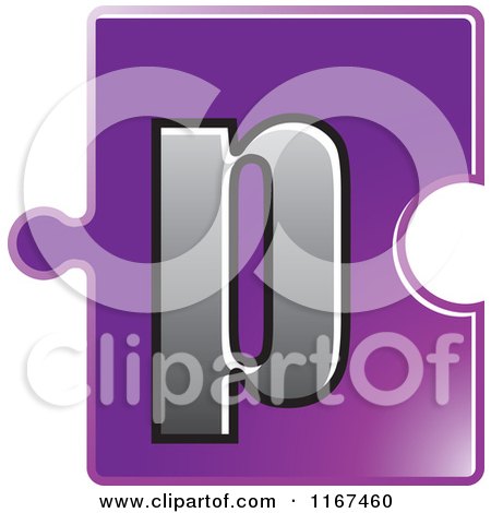Clipart of a Purple Jigsaw Puzzle Piece Letter P - Royalty Free Vector Illustration by Lal Perera