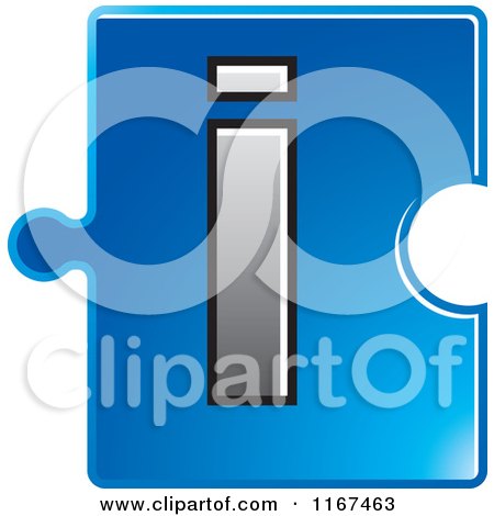 Clipart of a Blue Jigsaw Puzzle Piece Letter I - Royalty Free Vector Illustration by Lal Perera