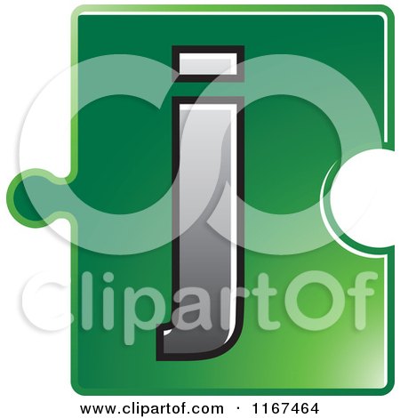 Clipart of a Green Jigsaw Puzzle Piece Letter J - Royalty Free Vector Illustration by Lal Perera