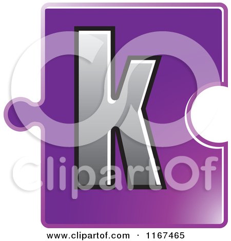 Clipart of a Purple Jigsaw Puzzle Piece Letter K - Royalty Free Vector Illustration by Lal Perera