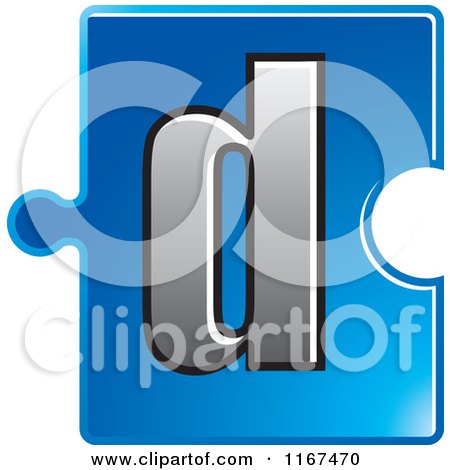 Clipart of a Blue Jigsaw Puzzle Piece Letter D - Royalty Free Vector Illustration by Lal Perera