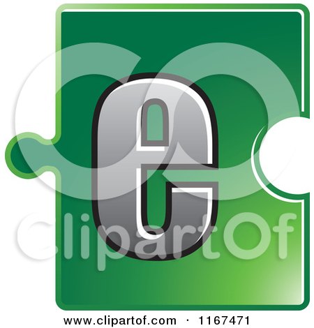 Clipart of a Green Jigsaw Puzzle Piece Letter E - Royalty Free Vector Illustration by Lal Perera